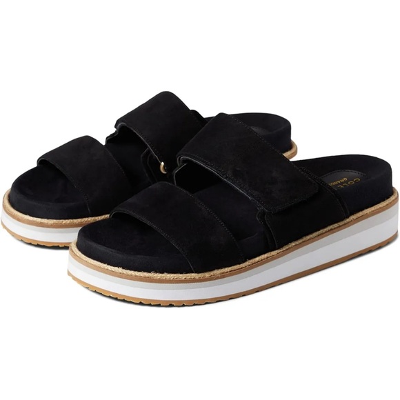 Cole Haan Shoes Cole Haan Womens Cloudfeel Espadrille Slide Sandal Wedge Platform Black 95 B